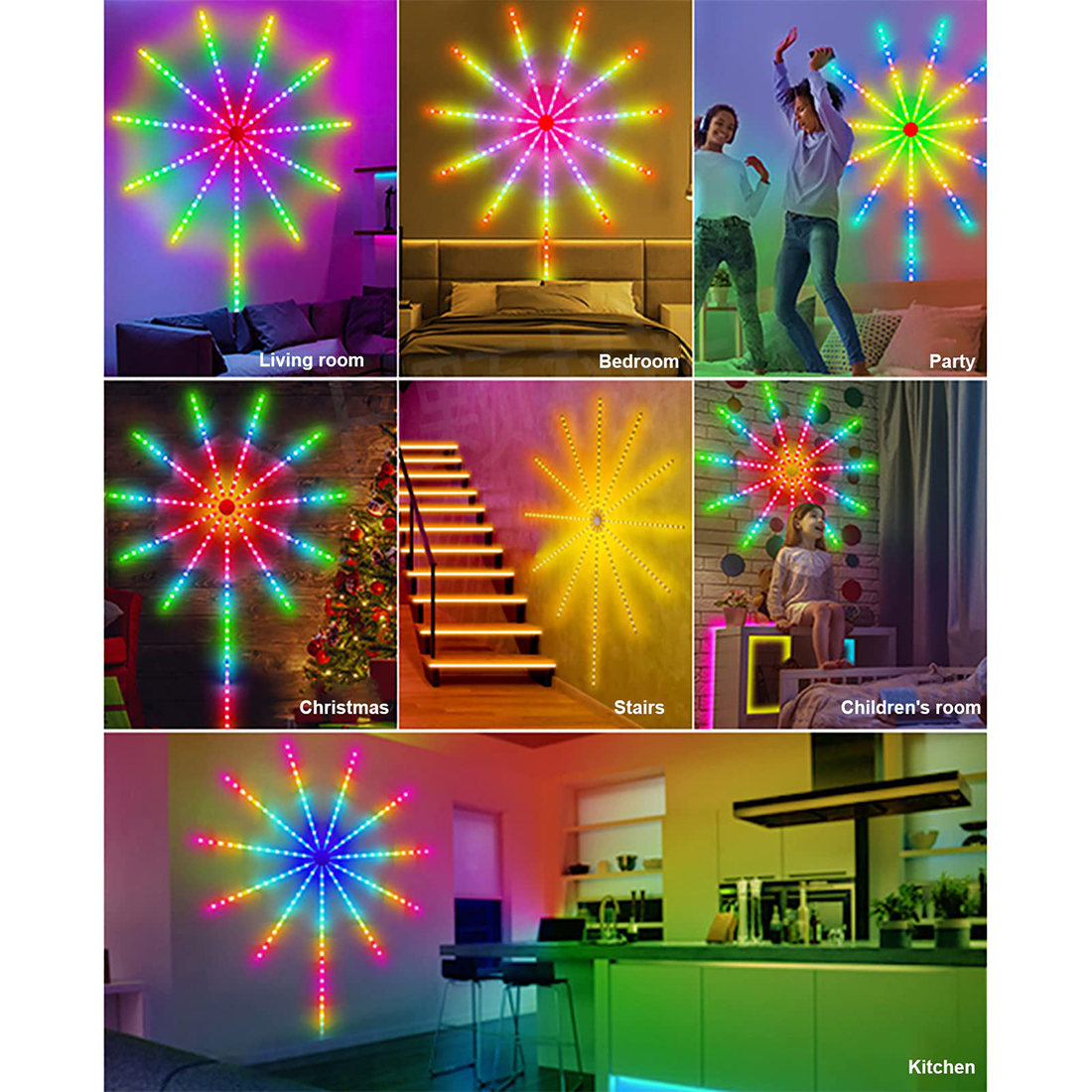 RGB Smart LED Firework Strip Lights Scene Picture