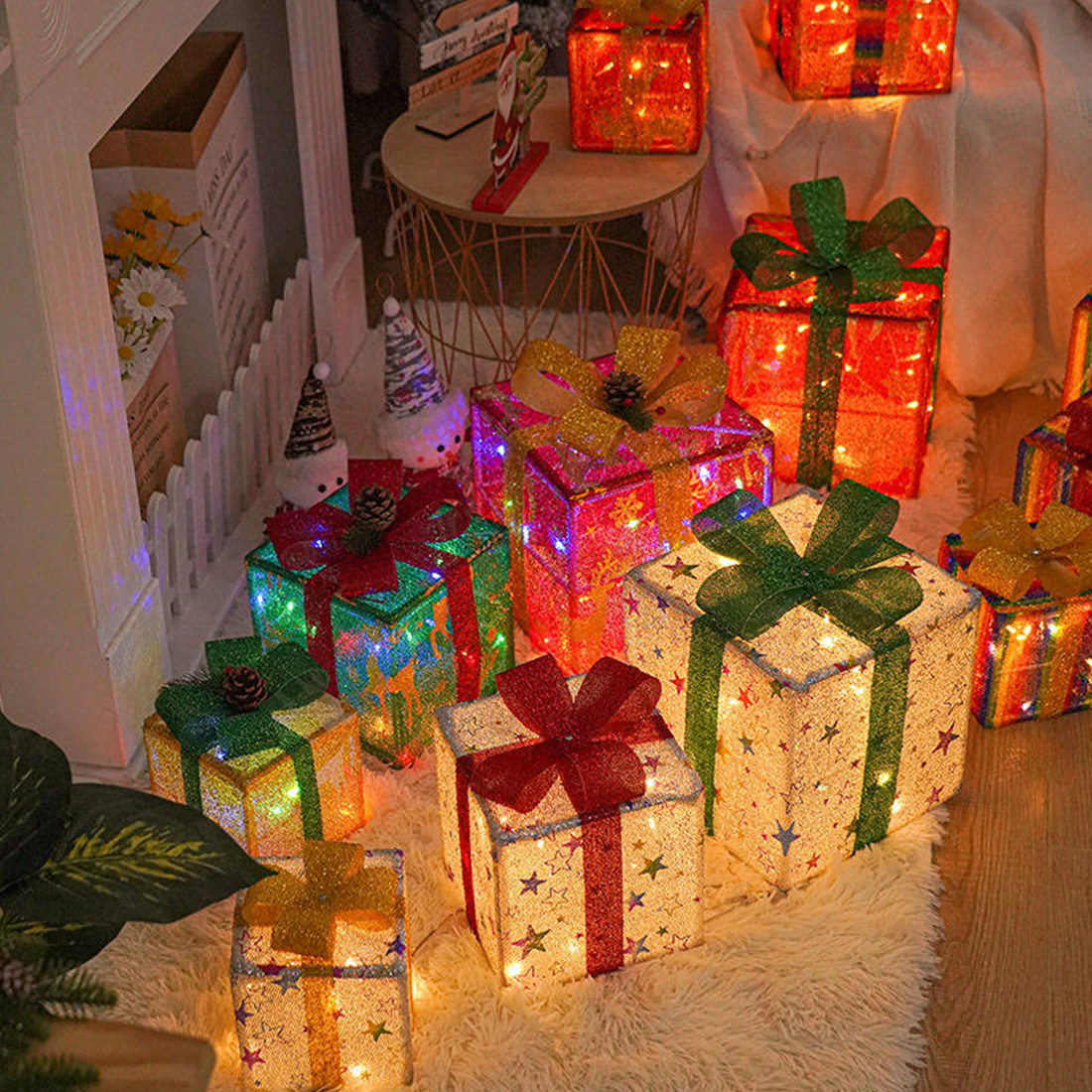 3 Pack Christmas Decorations Gift Boxes
