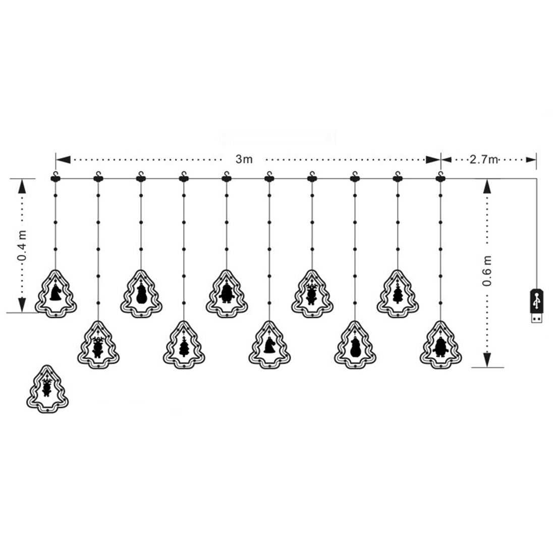 Star Santa Window Icicle Christmas Lights Size Picture