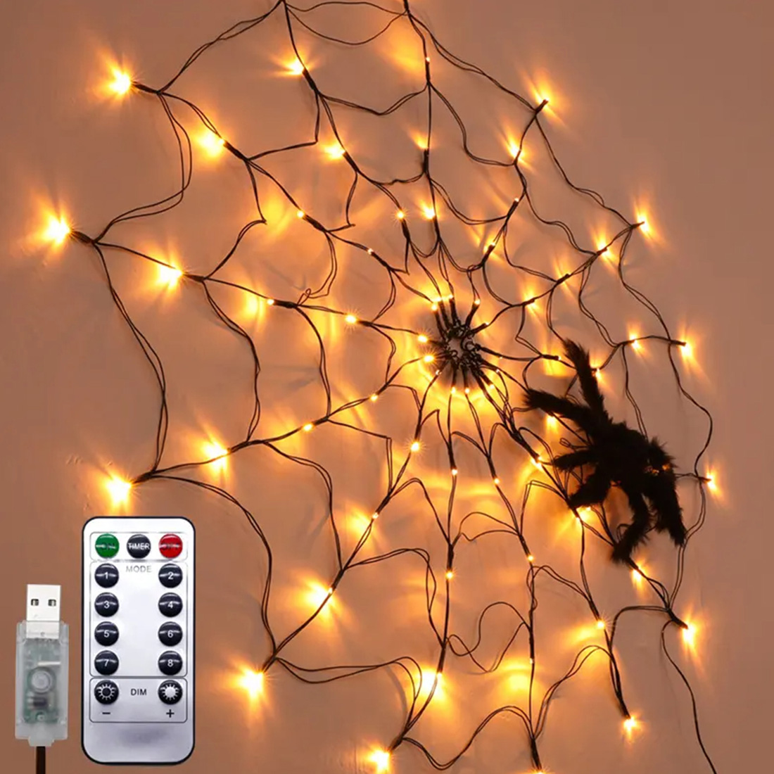 Halloween Horror Atmosphere Spider Web Lights