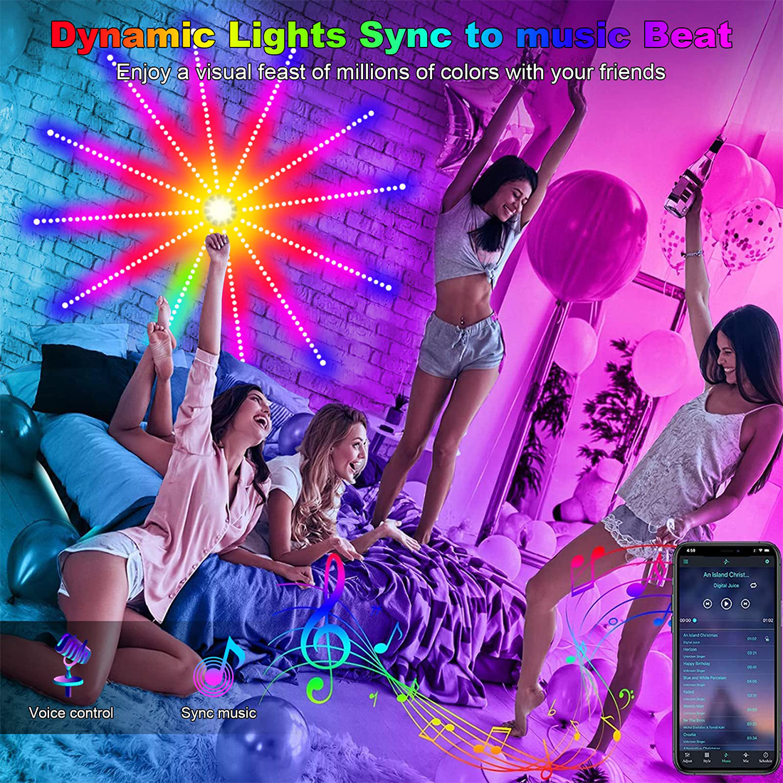 RGB Smart LED Firework Strip Lights Scene Picture