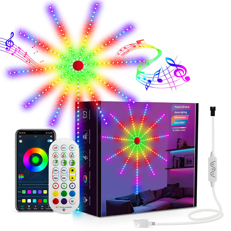 RGB Smart LED Firework Strip Lights