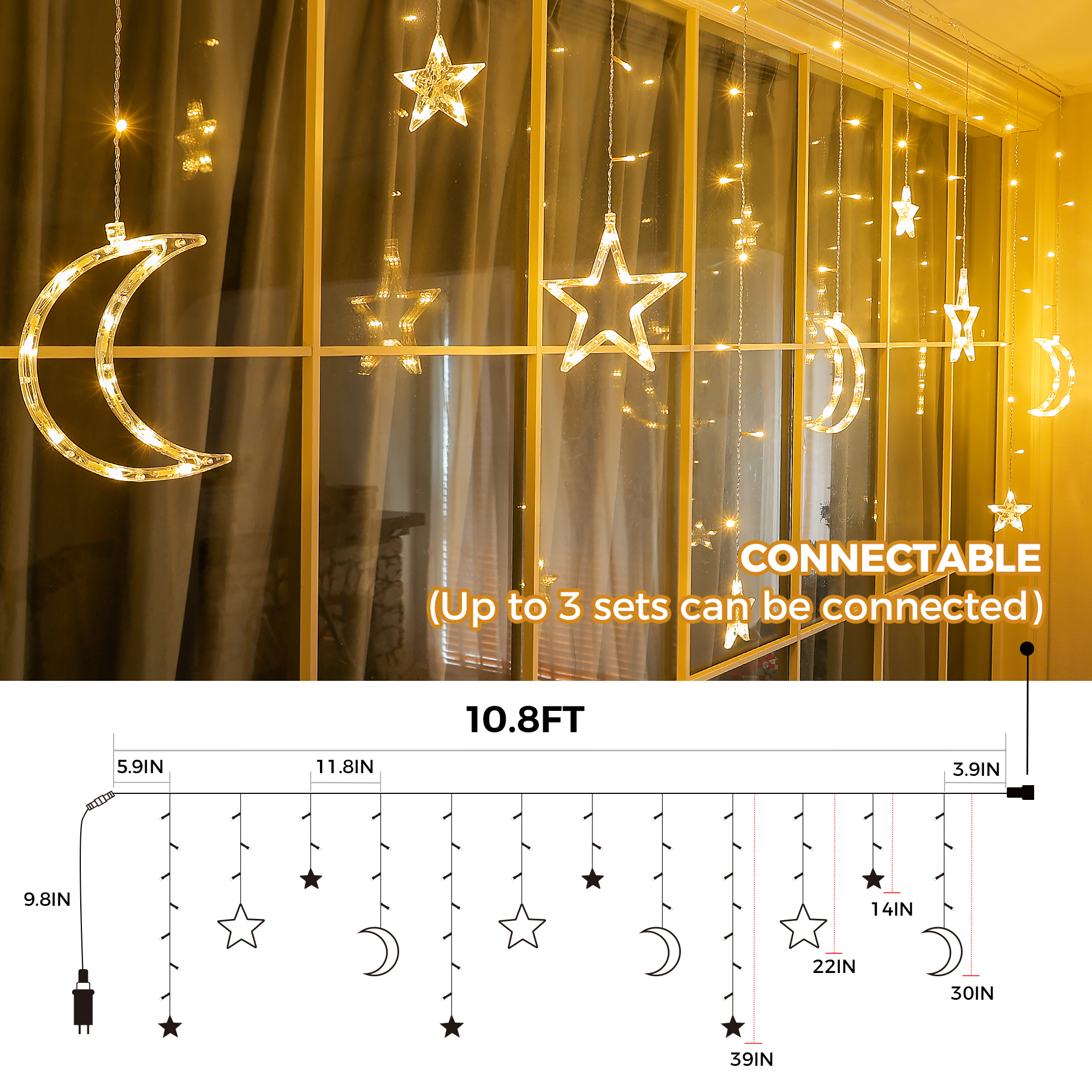 Moon Star curtain light Moodes Size Describe