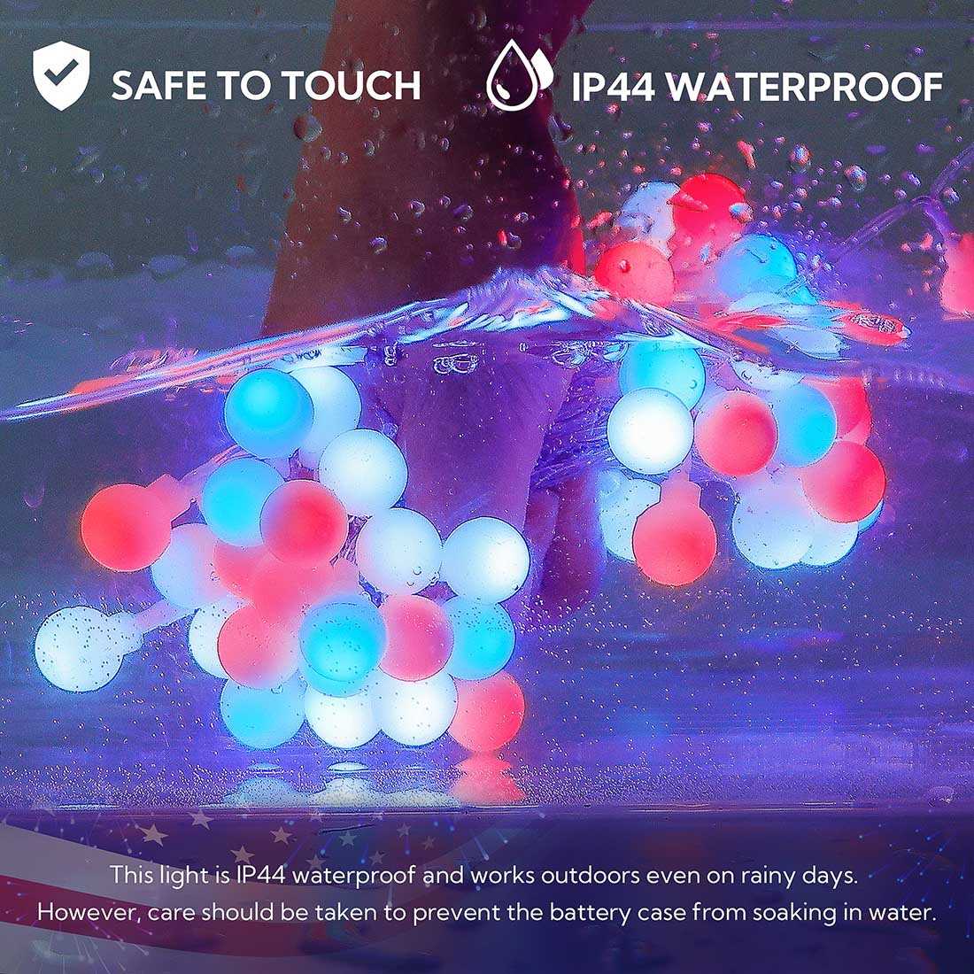 Independence Day Patriotic String Lights Waterproof IP44