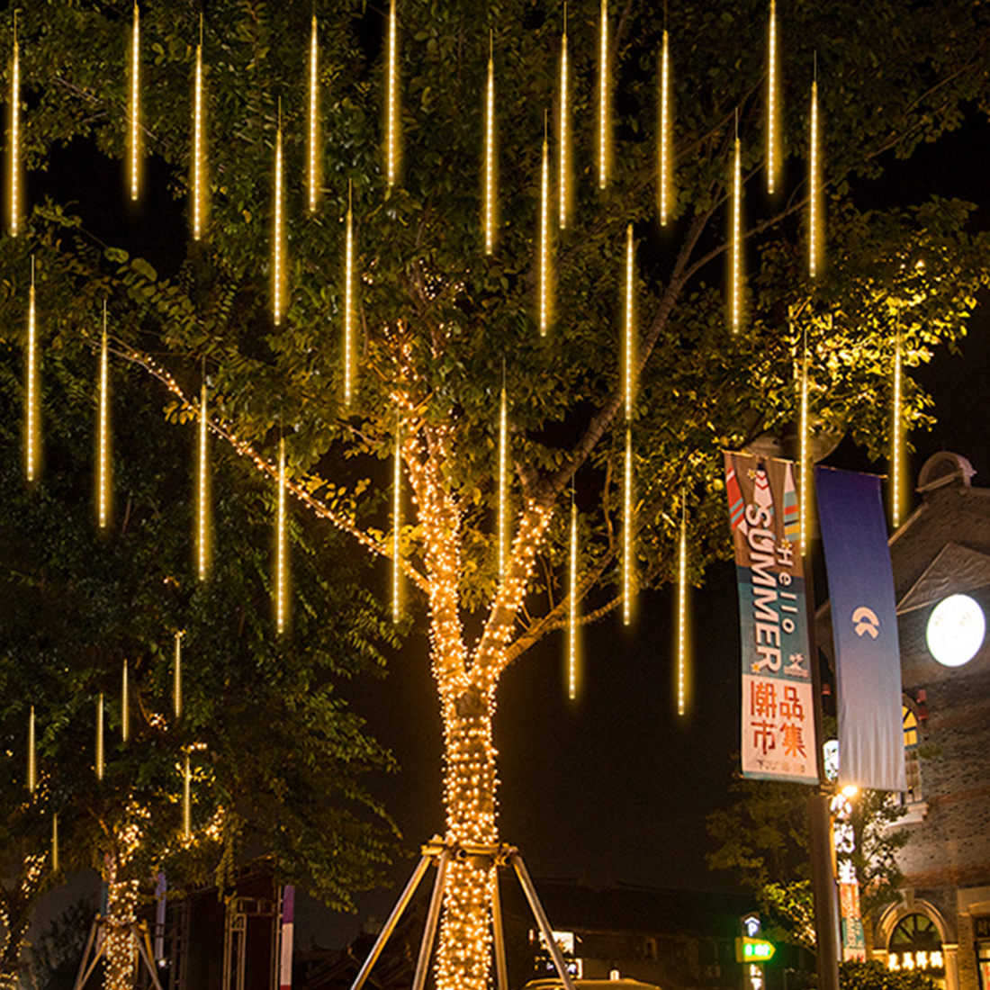 Night Meteor Shower String Lights