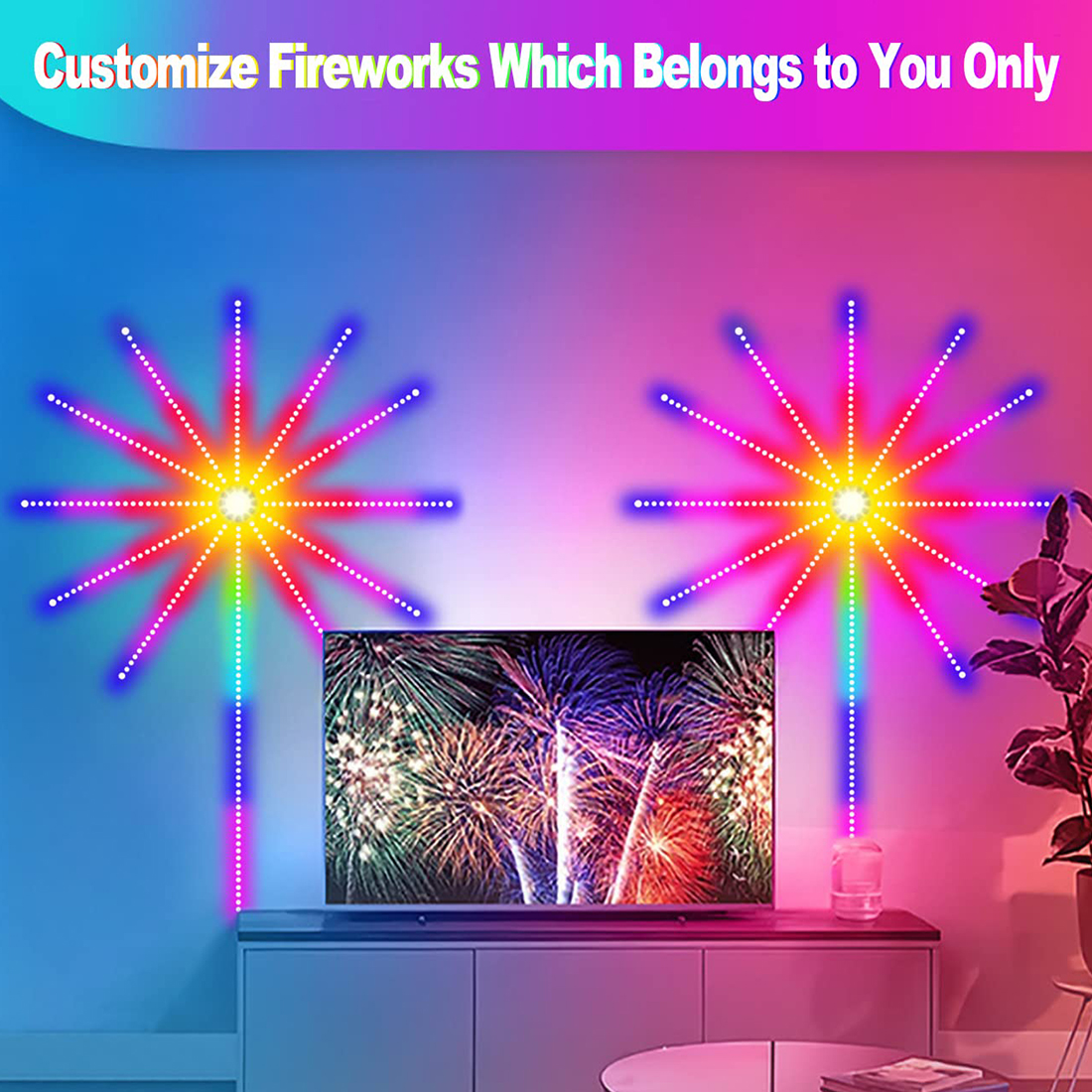 RGB Smart LED Firework Strip Lights Display
