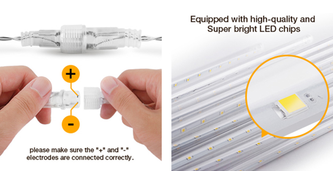Led Meteor Shower Christmas Rain Lights Install Display Picture