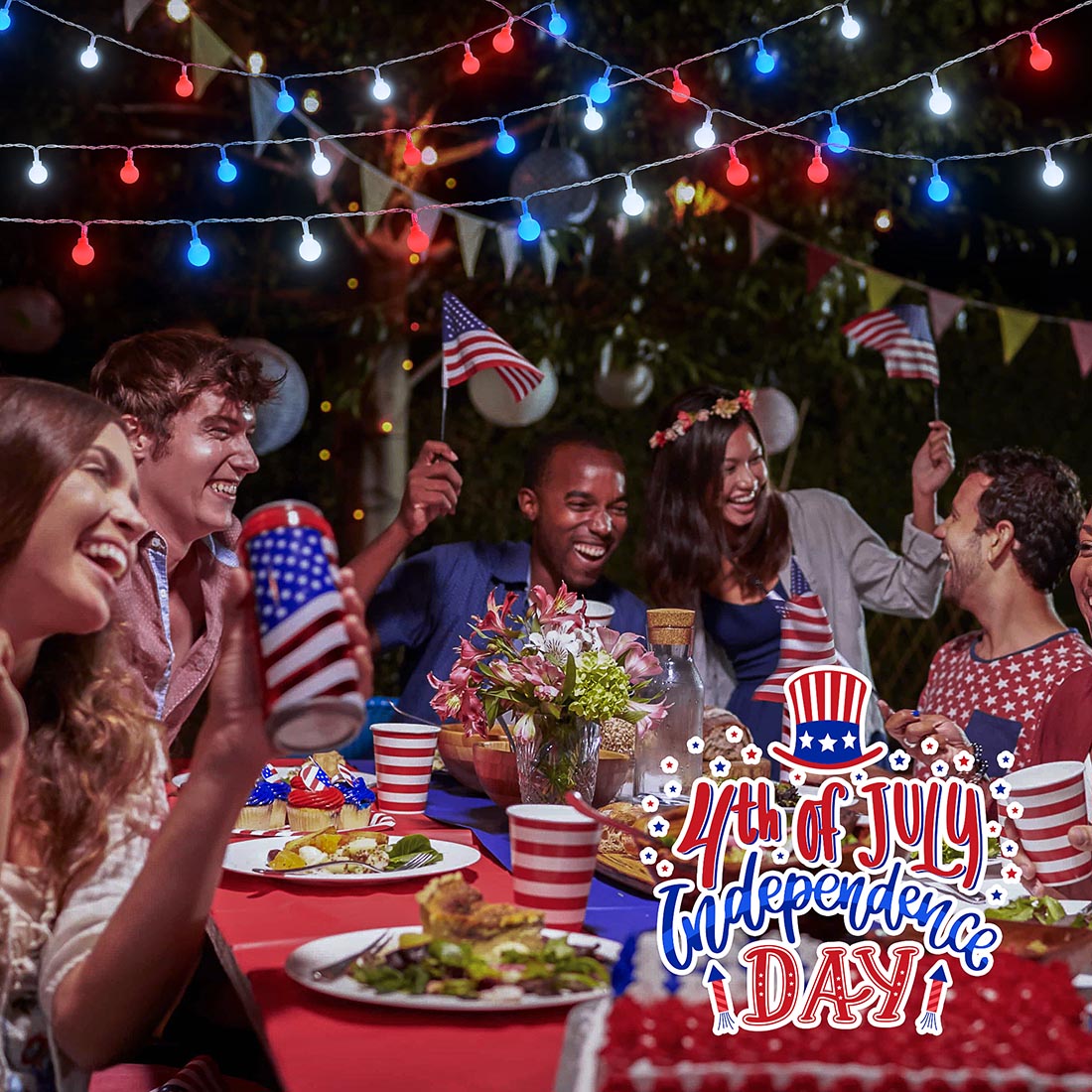 Independence Day Patriotic String Lights Scene Picture