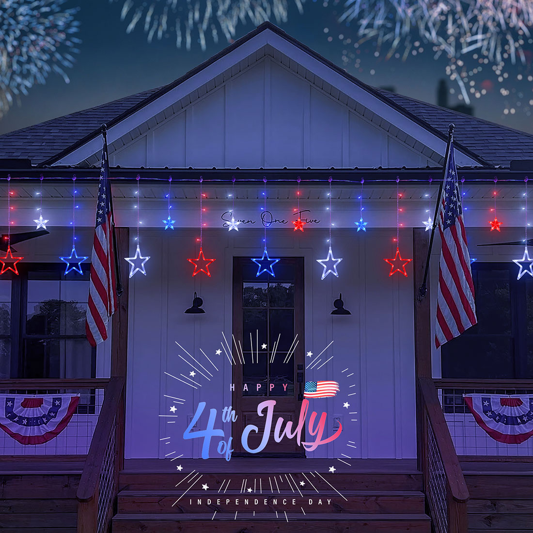 Star Independence Day String Lights Scene