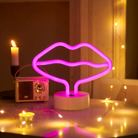 LED Pink Lips Neon Light Signs
