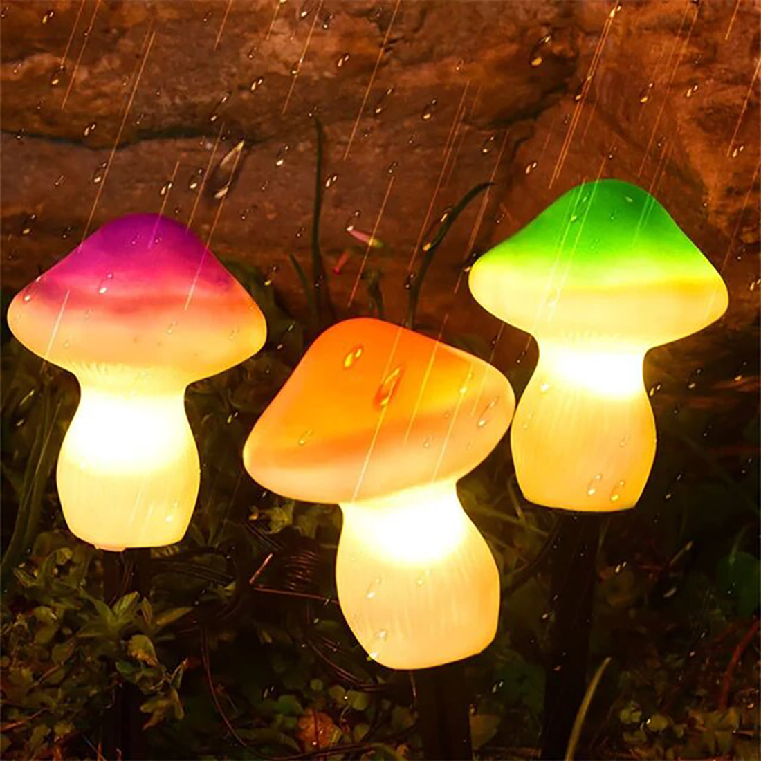 LED Solar Fairy Mushroom Lights Scene Picture