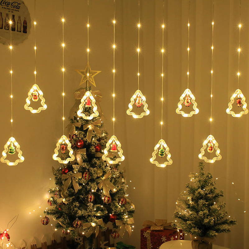 Star Santa Window Icicle Christmas Lights