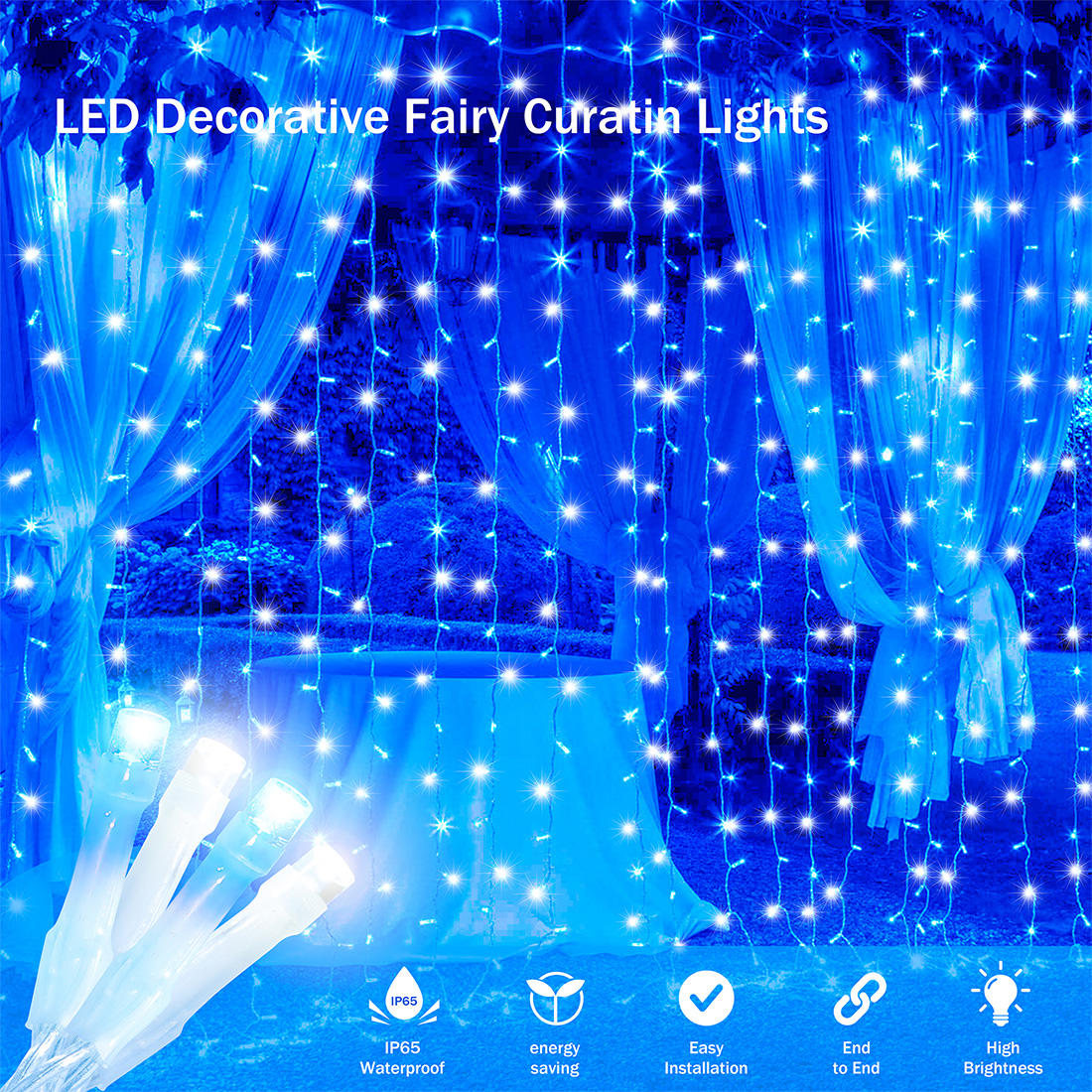 Waterfall Fairy Curtain String Lights Display Picture