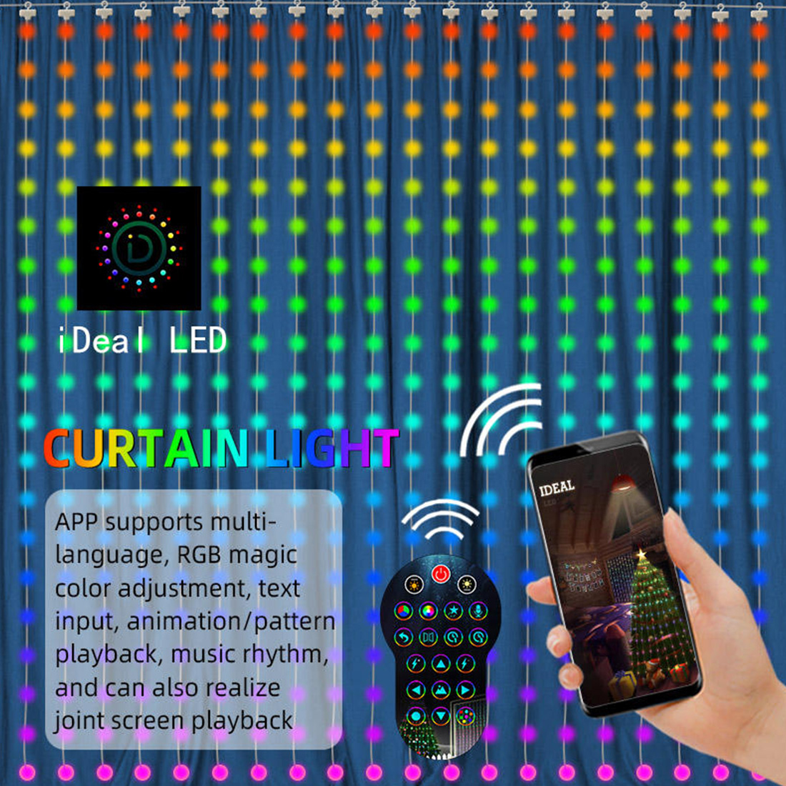 Smart Bluetooth App Curtain Lights Remote Introduce Picture