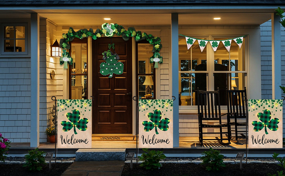 St Patrick's Day Shamrock Clover Garden Flag 