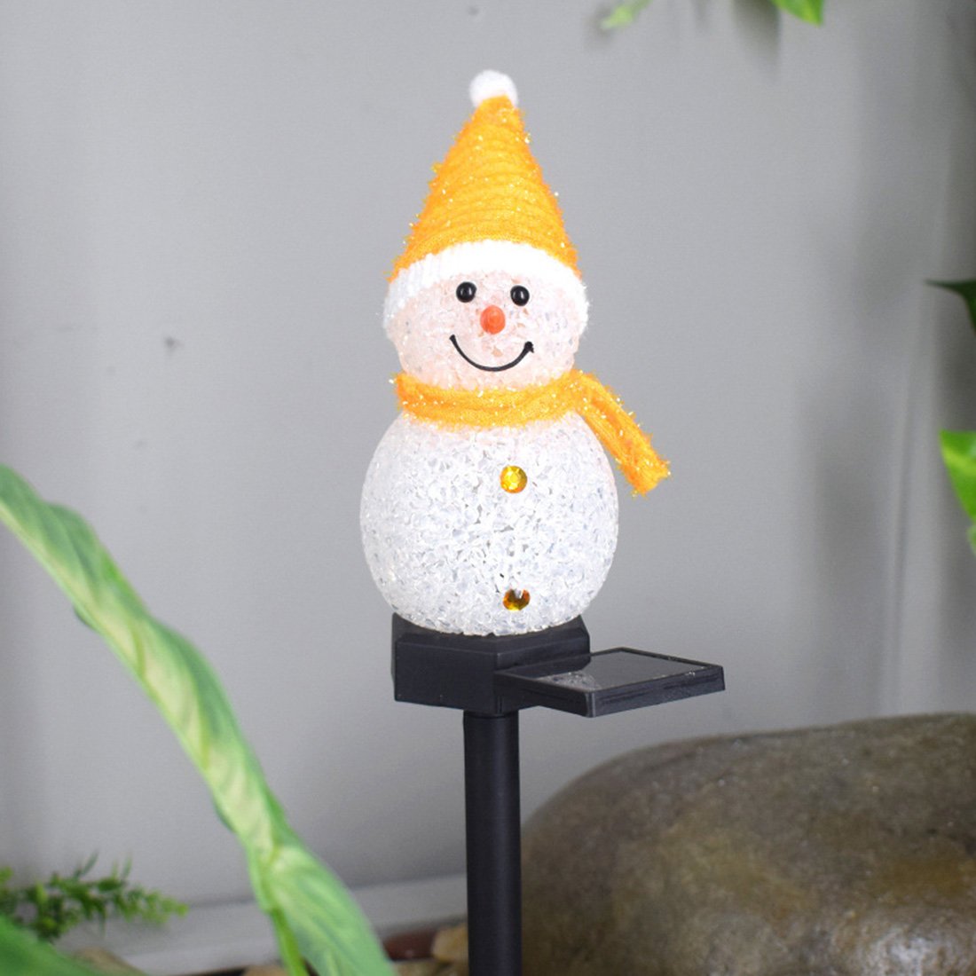 Solar Energy Snowman Stake Lights Picture