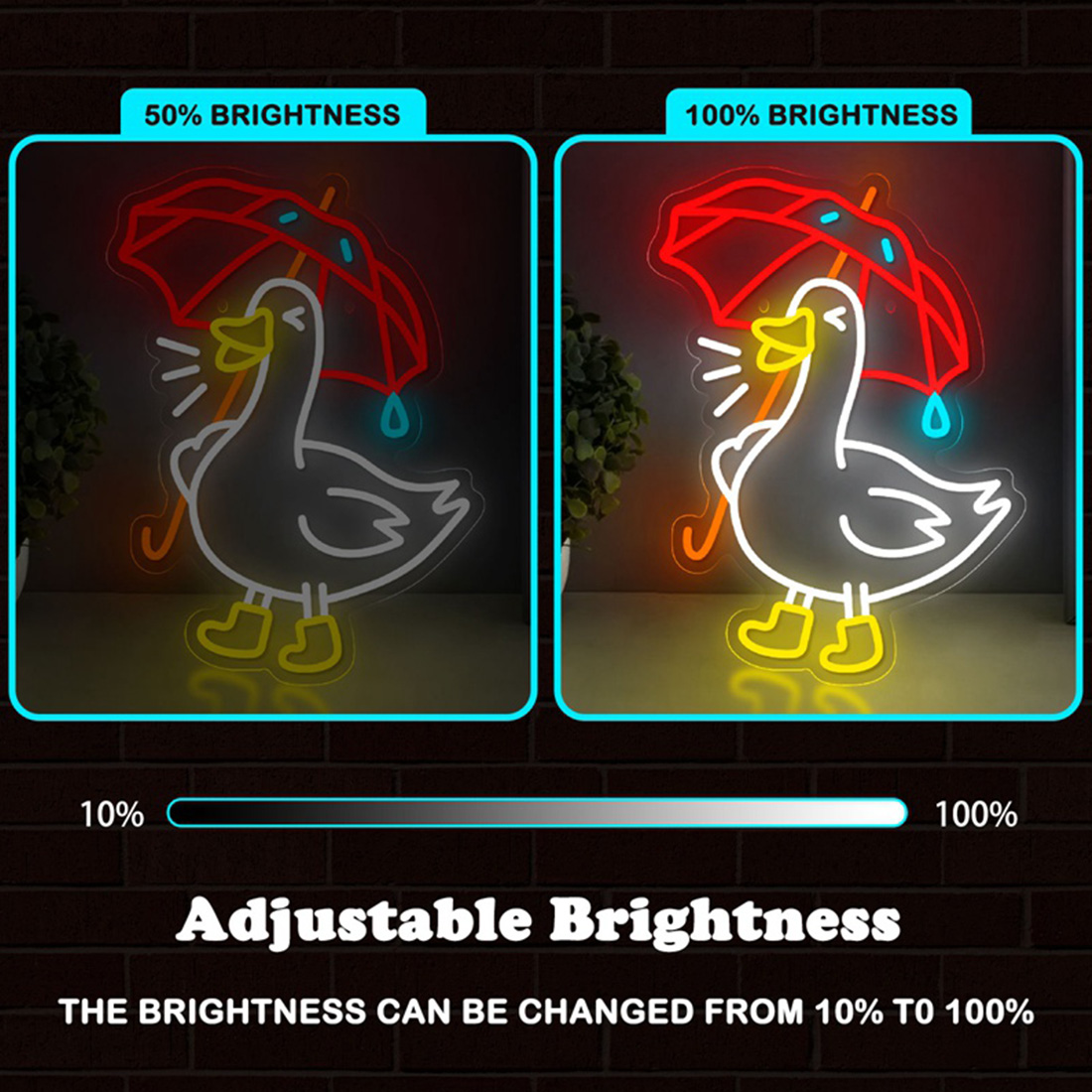 Cute Umbrella Duck LED Neon Lighted Discribe