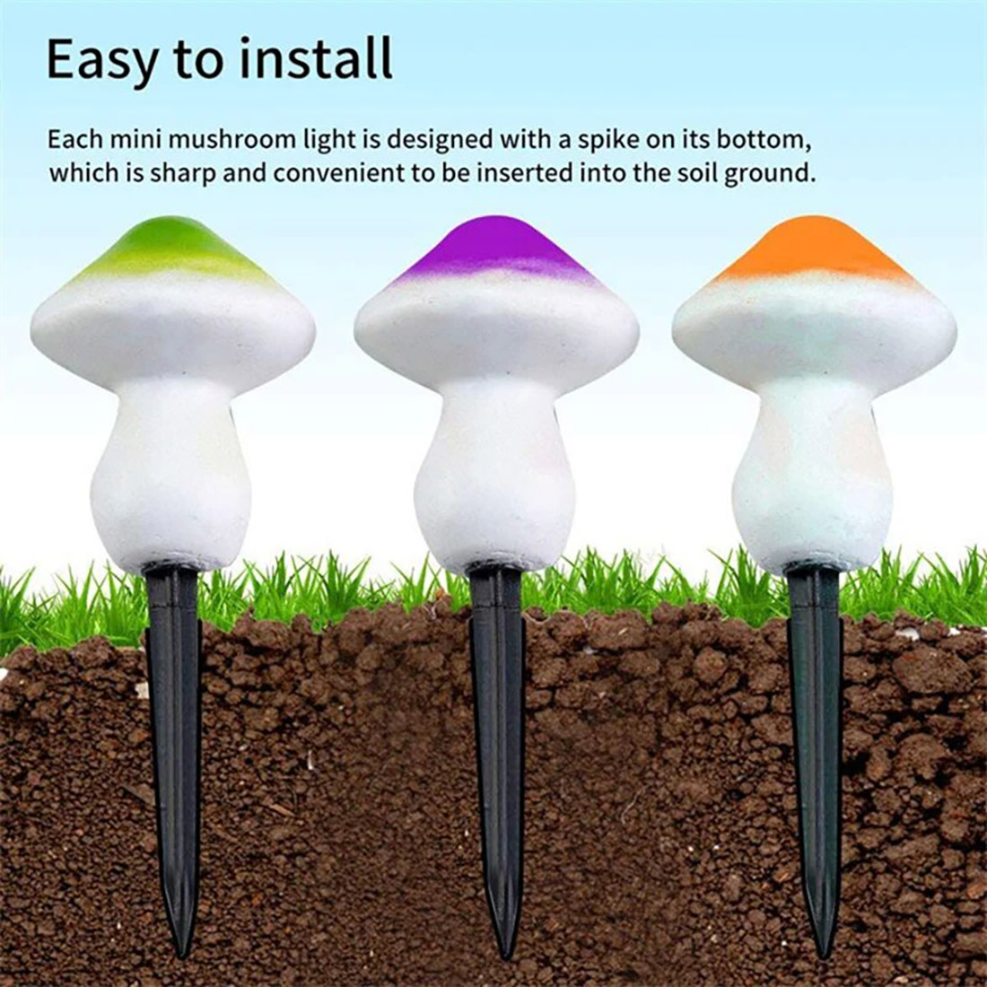 LED Solar Fairy Mushroom Lights install Discribe