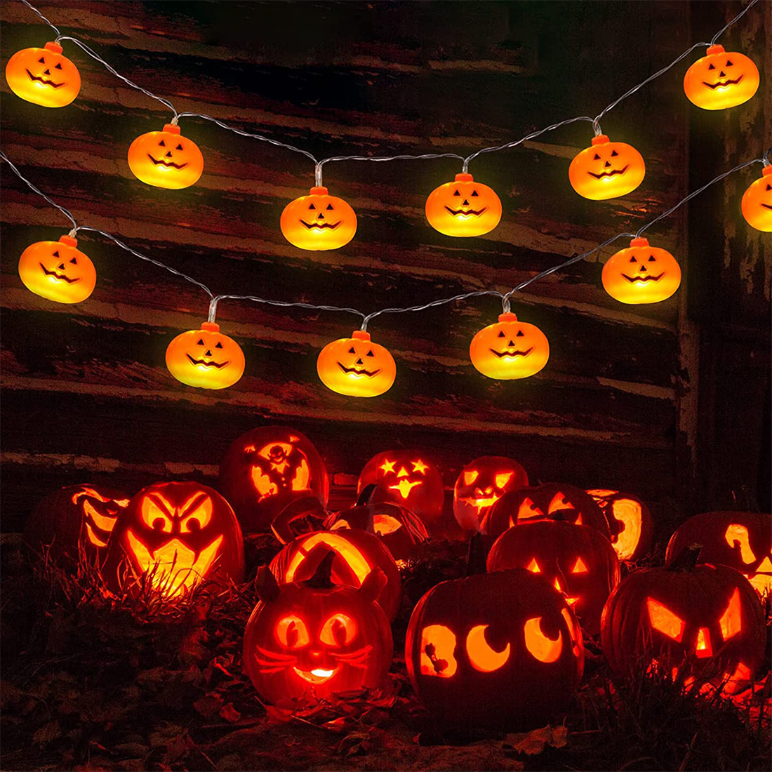Halloween Decoration Pumpkin Lantern String Lights Scene Picture