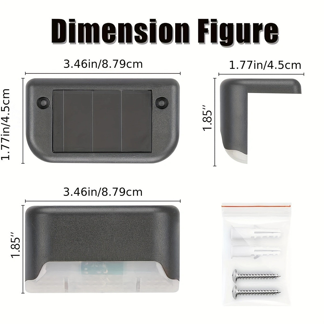 Outdoor LED Solar Deck Lights Dimenslon Display Picture