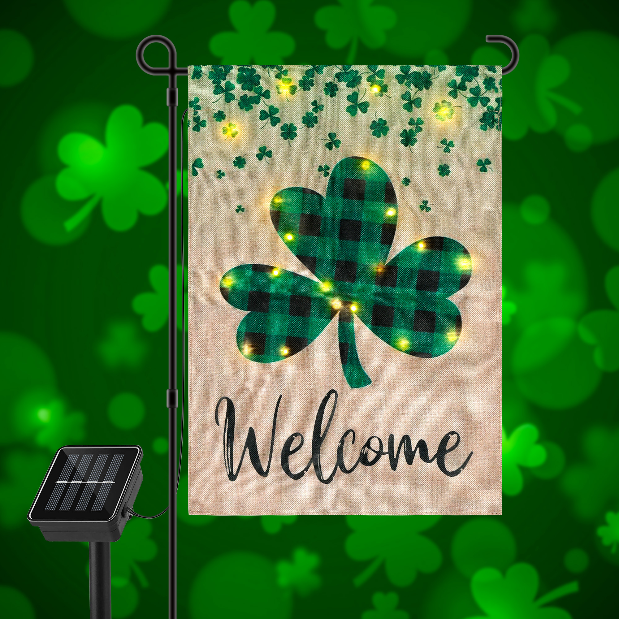 St Patrick's Day Shamrock Clover Garden Flag