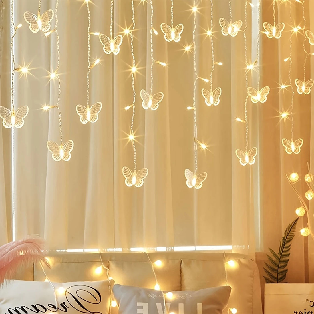 Butterflies Twinkle Fairy Curtain Lights Picture