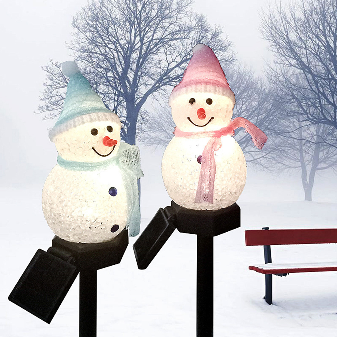  Solar Energy Snowman Stake Lights