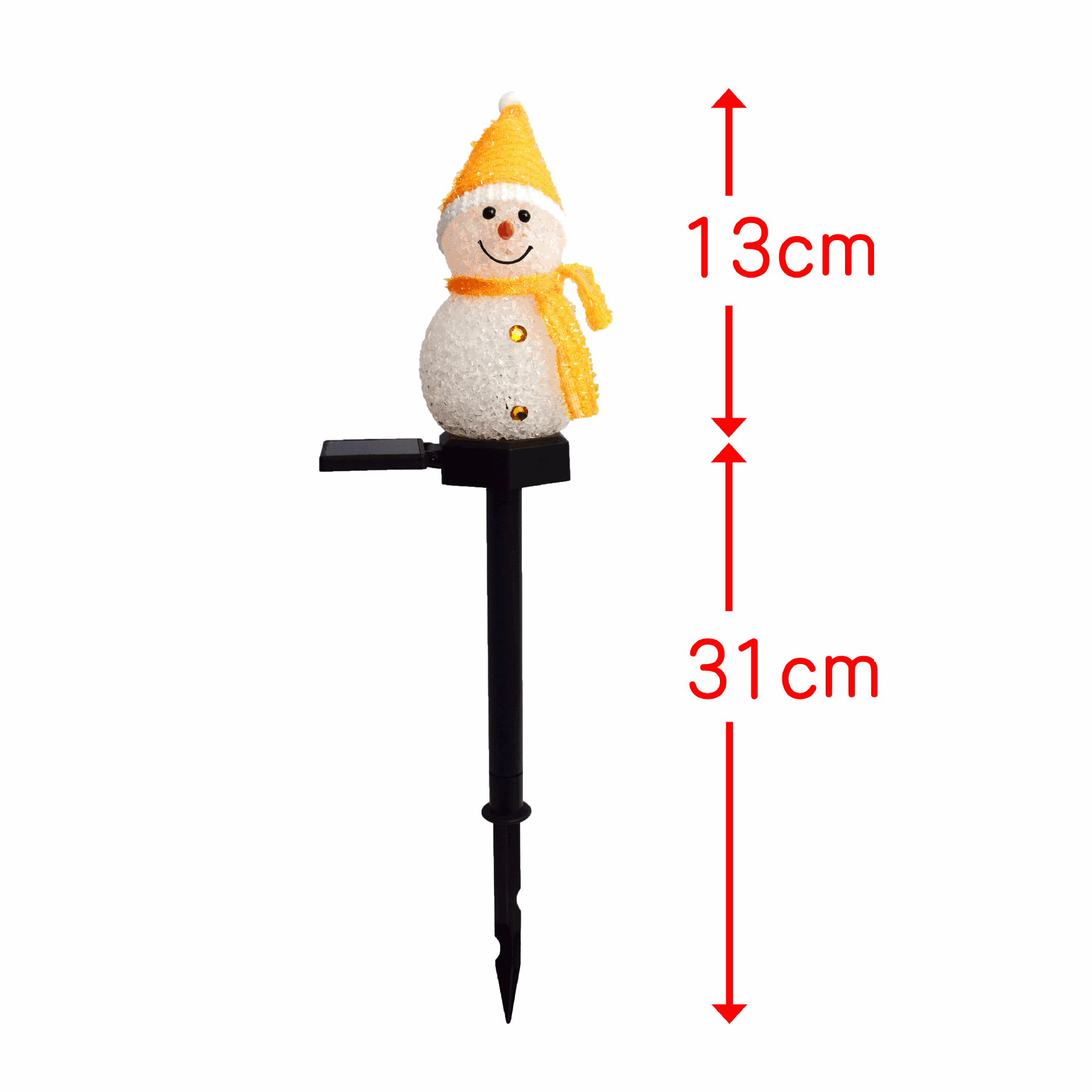 Solar Energy Snowman Stake Lights Size Picture