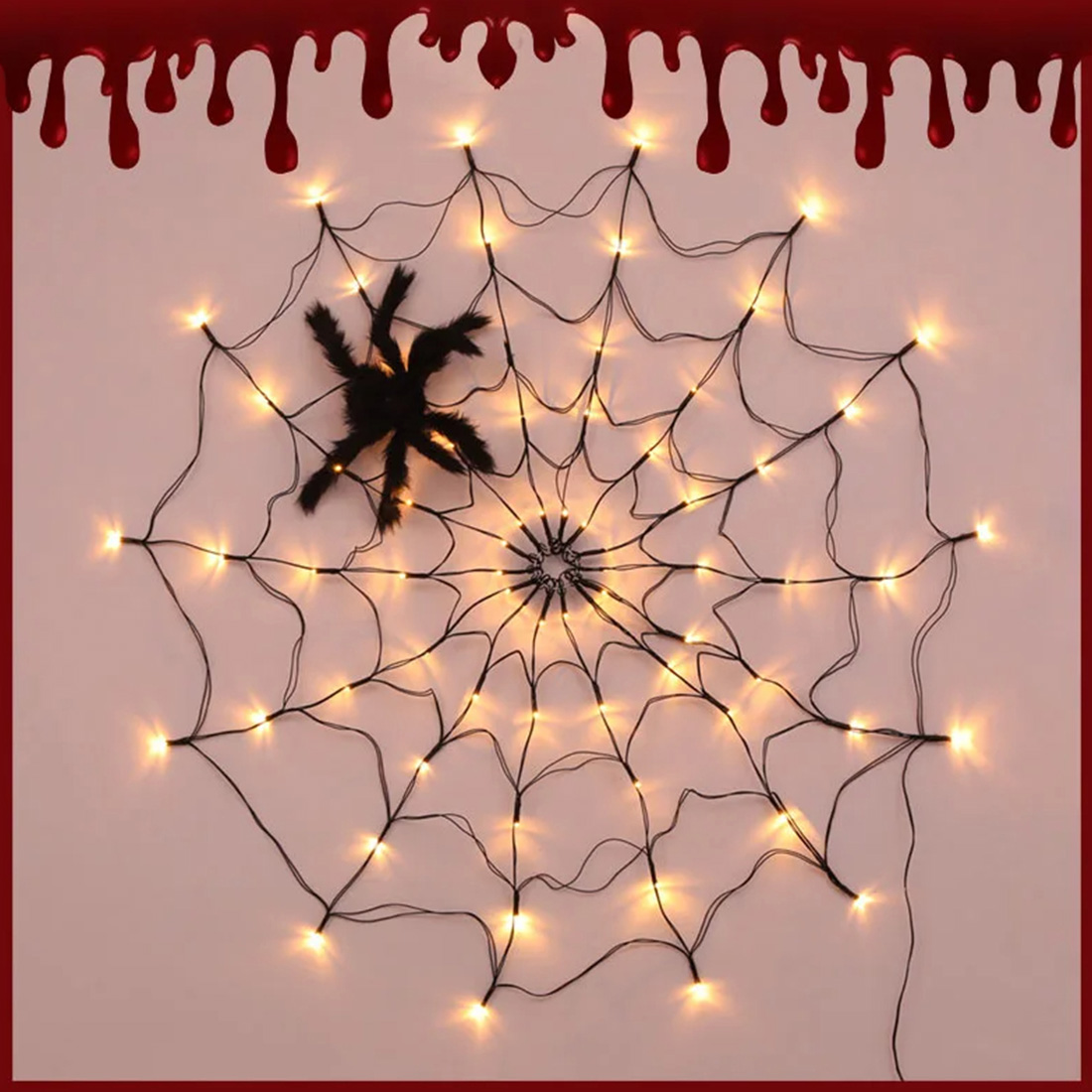 Halloween Horror Atmosphere Spider Web Lights Scene Picture