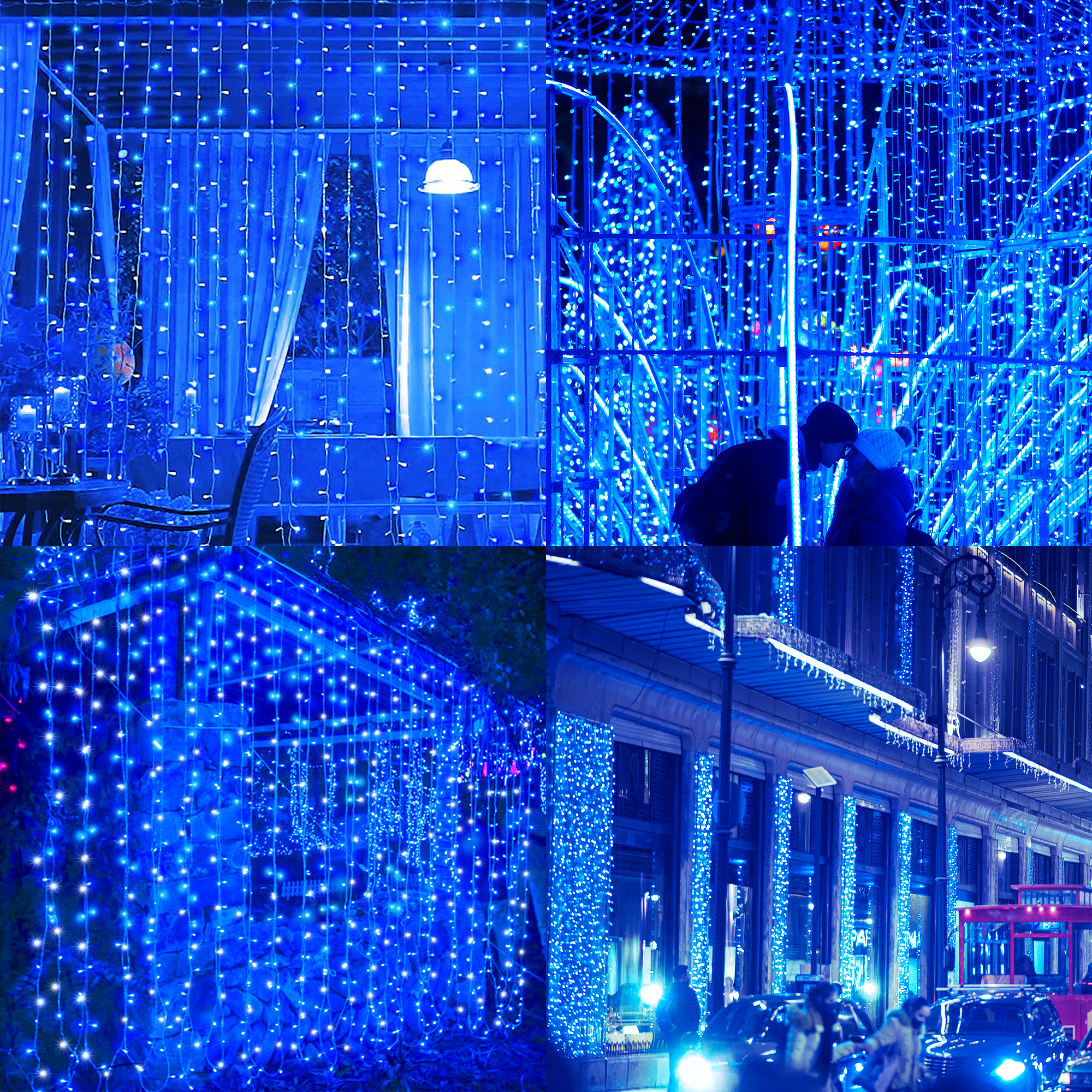 9.8FT Beautity Blue Curtain String Lights 