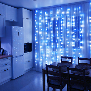 9.8FT Beautity Blue Curtain String Lights 