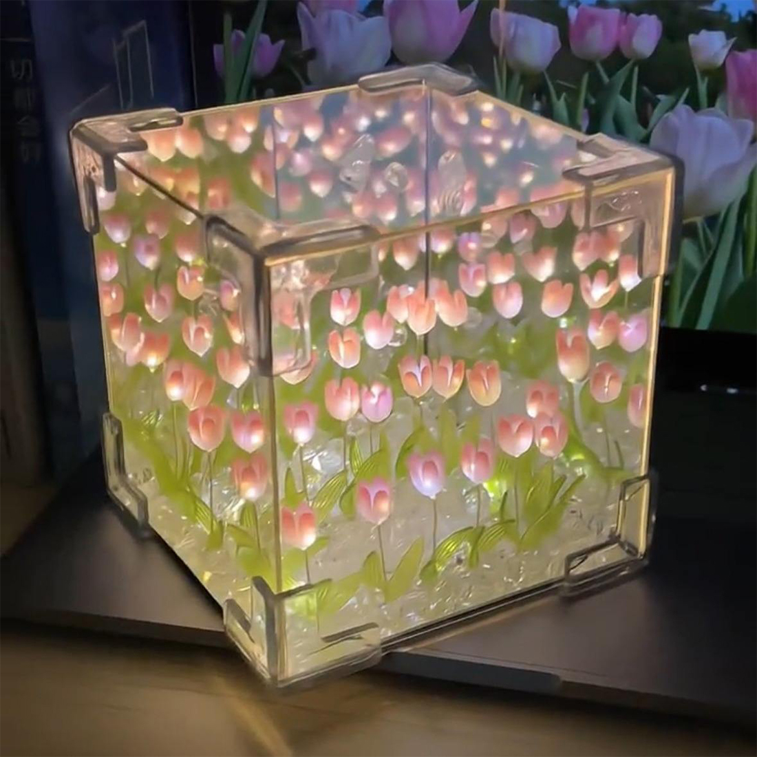 DIY Tulip Cube Mirror Lamp