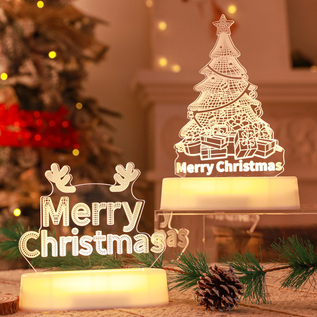Star Santa Window Icicle Christmas Lights Scene Picture